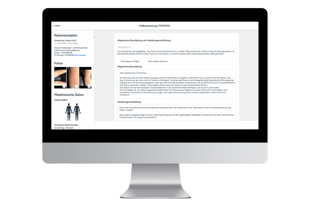 Mockup von einem Computer mit Fallbearbeitung
