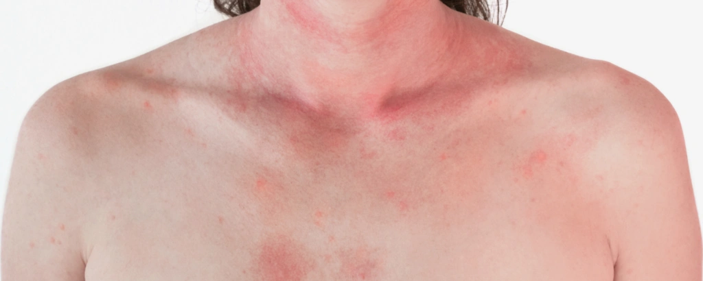 Ausschlag mit Stressflecken am Oberkörper