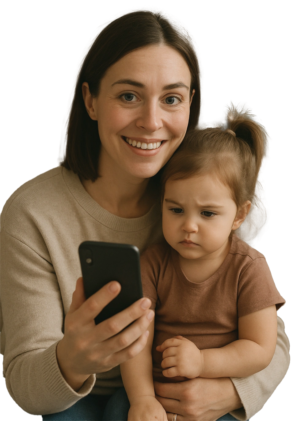 Mutter und Kind mit Smartphone