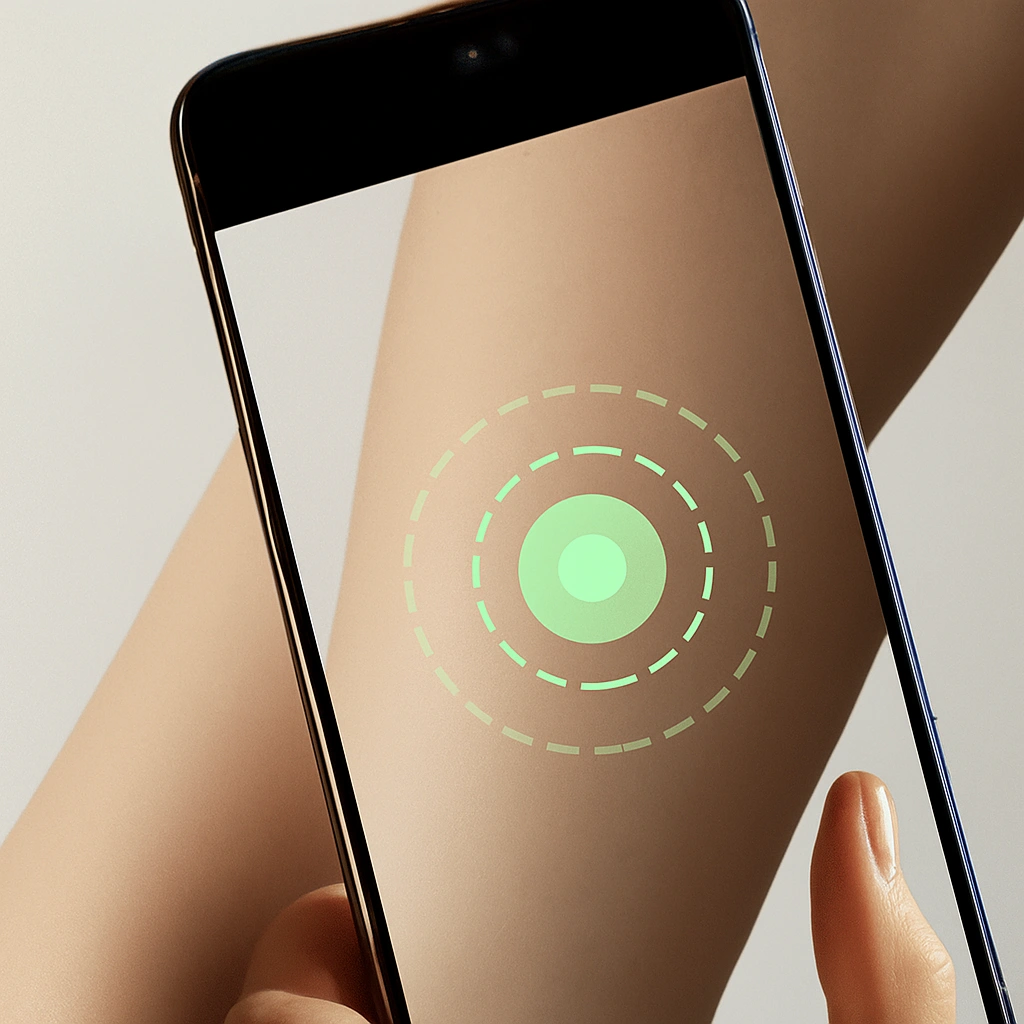 Smartphone macht Bild von Arm