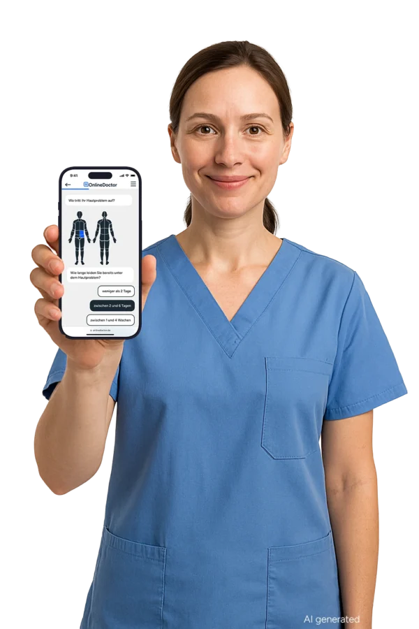 Krankenschwester hält Smartphone